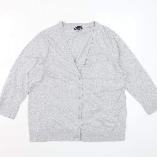 Gap Women’s Grey Cotton V-Neck Long Sleeve Cardigan XL