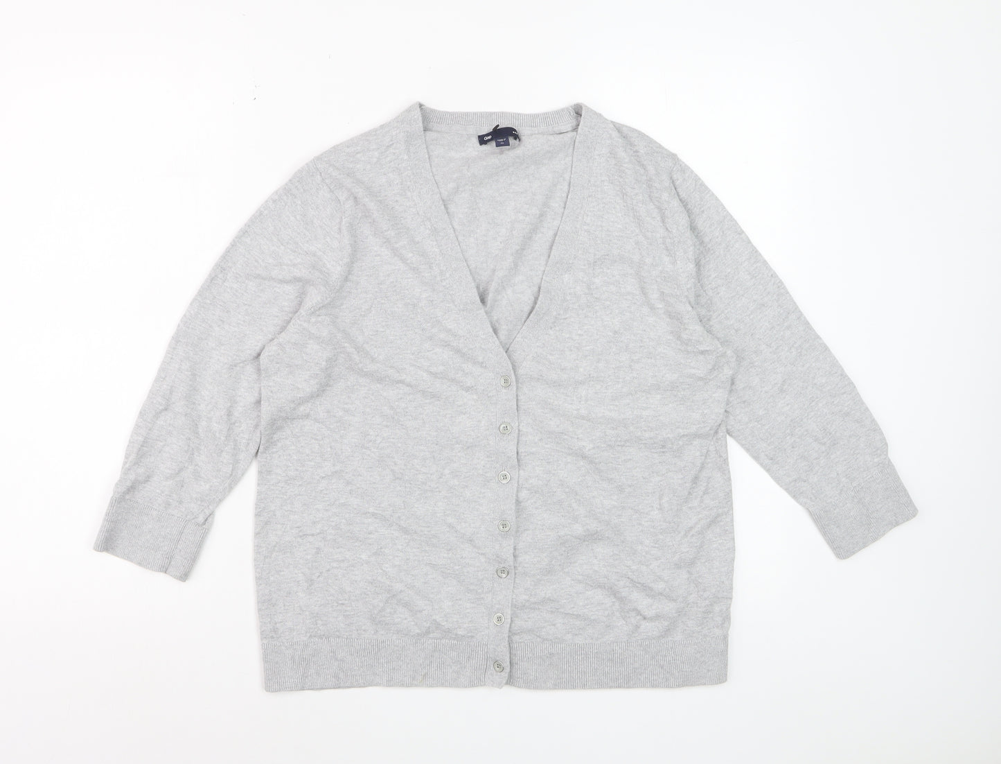 Gap Women’s Grey Cotton V-Neck Long Sleeve Cardigan XL