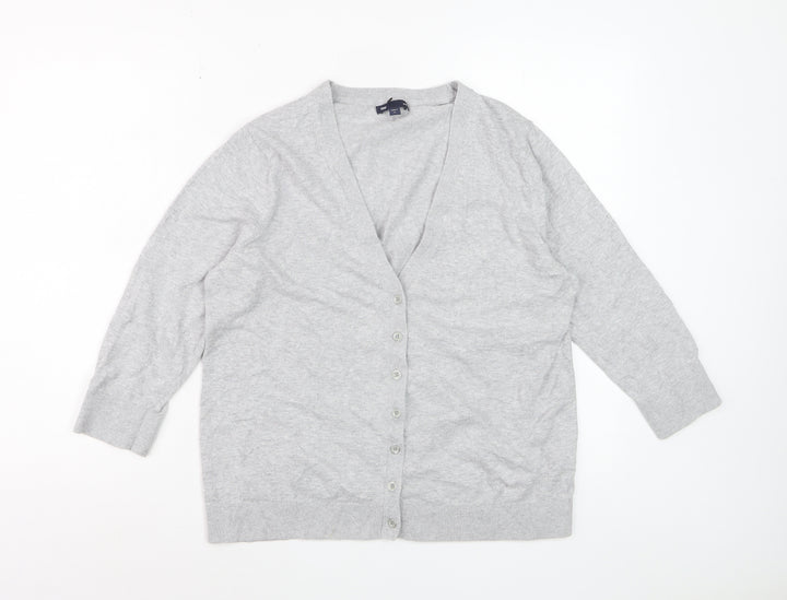 Gap Women’s Grey Cotton V-Neck Long Sleeve Cardigan XL