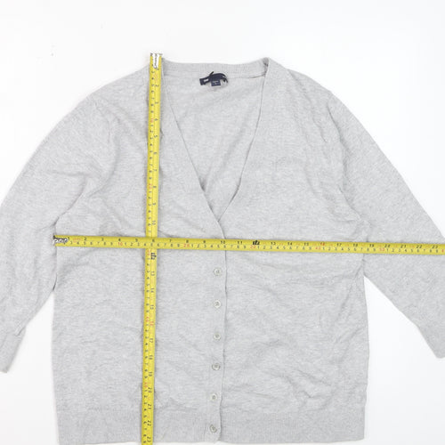 Gap Women’s Grey Cotton V-Neck Long Sleeve Cardigan XL