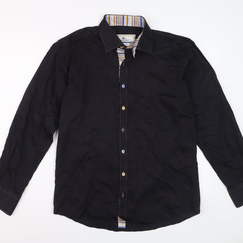 Claudio Lugli Men's Black Pure Cotton Long Sleeve Dress Shirt L 41-42