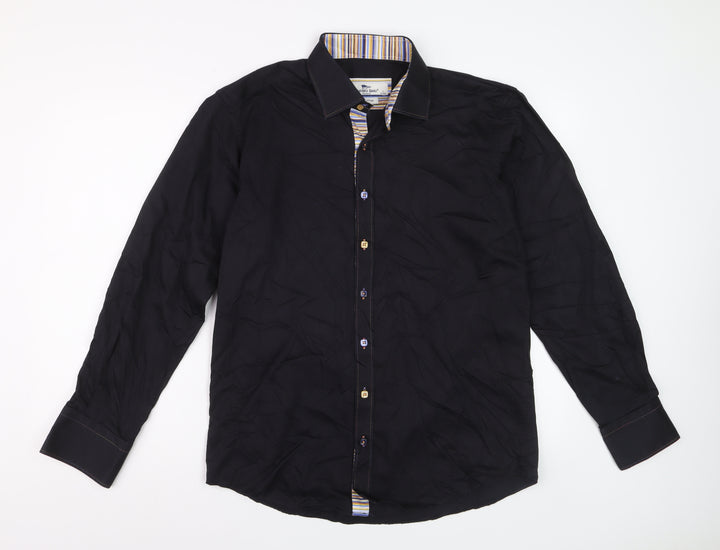 Claudio Lugli Men's Black Pure Cotton Long Sleeve Dress Shirt L 41-42