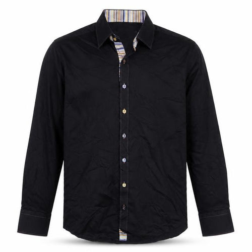 Claudio Lugli Men's Black Pure Cotton Long Sleeve Dress Shirt L 41-42