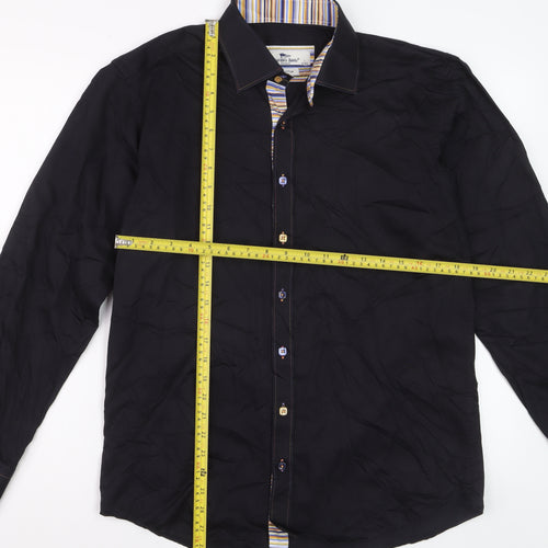 Claudio Lugli Men's Black Pure Cotton Long Sleeve Dress Shirt L 41-42