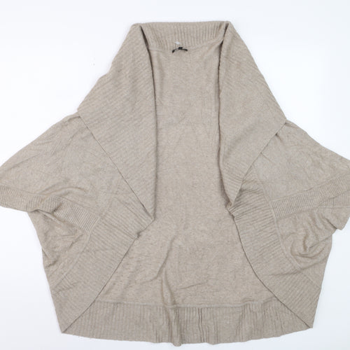 Jaeger Womens Beige Wool Blend Cape Style Short Sleeve Jumper S