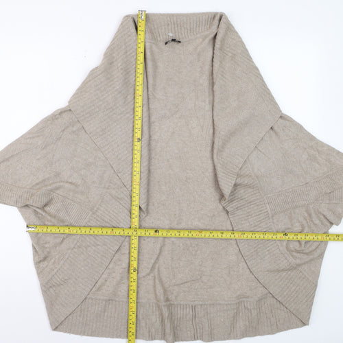 Jaeger Womens Beige Wool Blend Cape Style Short Sleeve Jumper S
