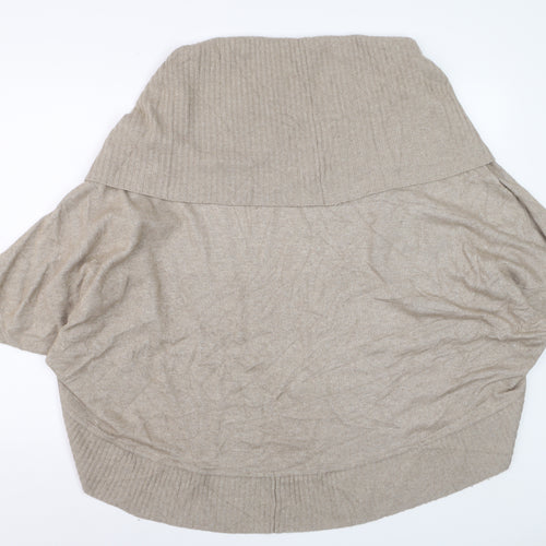 Jaeger Womens Beige Wool Blend Cape Style Short Sleeve Jumper S