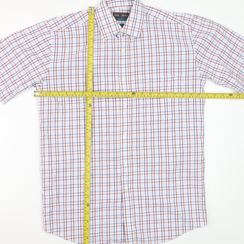 Marks and Spencer Mens Multicoloured Check Cotton Short Sleeve Shirt Size 15