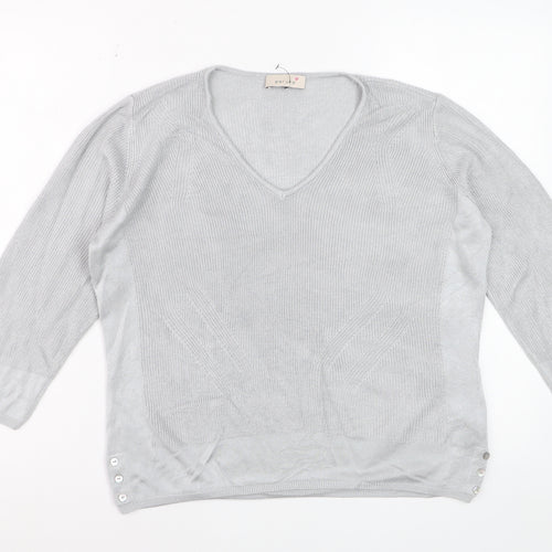 Marks and Spencer Women’s Grey V-Neck Knit Jumper Size 14
