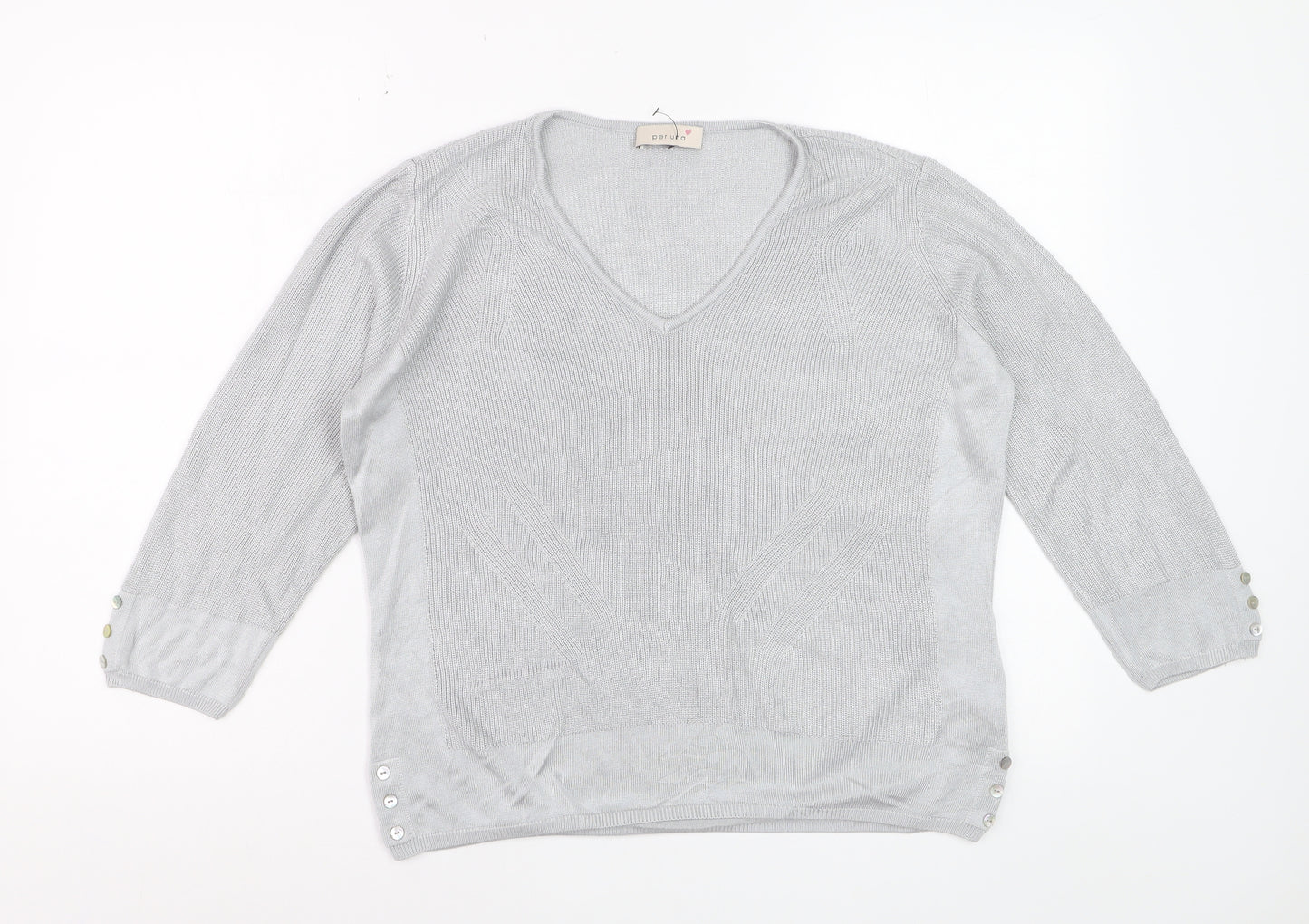 Marks and Spencer Women’s Grey V-Neck Knit Jumper Size 14