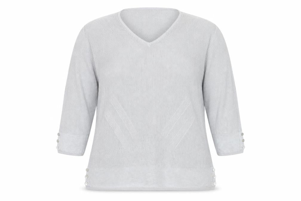 Front view of Marks & Spencer Women’s Grey V-Neck Knit Jumper, size UK 14