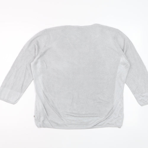 Marks and Spencer Women’s Grey V-Neck Knit Jumper Size 14