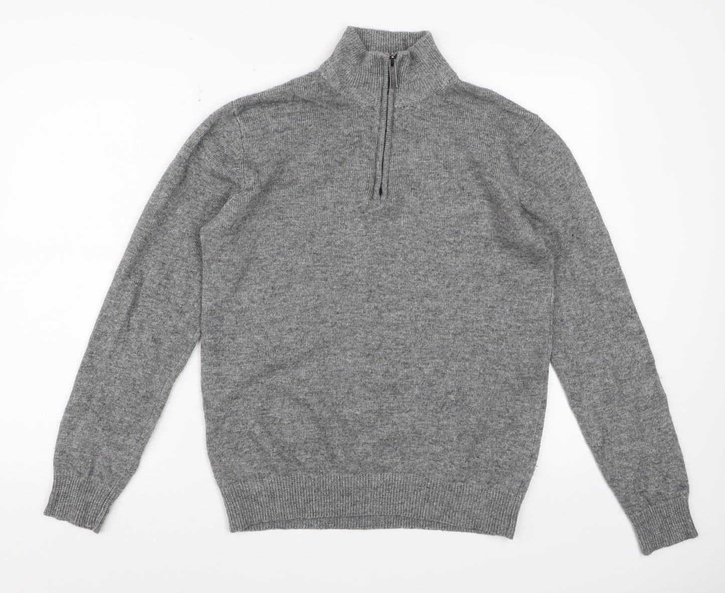 Paul Costelloe Mens Grey Wool Cashmere 1/2 Zip Jumper Size S