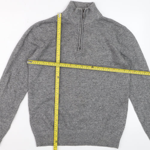 Paul Costelloe Mens Grey Wool Cashmere 1/2 Zip Jumper Size S