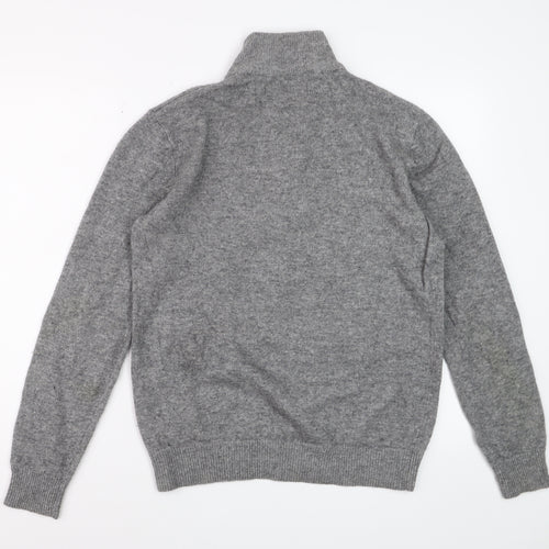 Paul Costelloe Mens Grey Wool Cashmere 1/2 Zip Jumper Size S