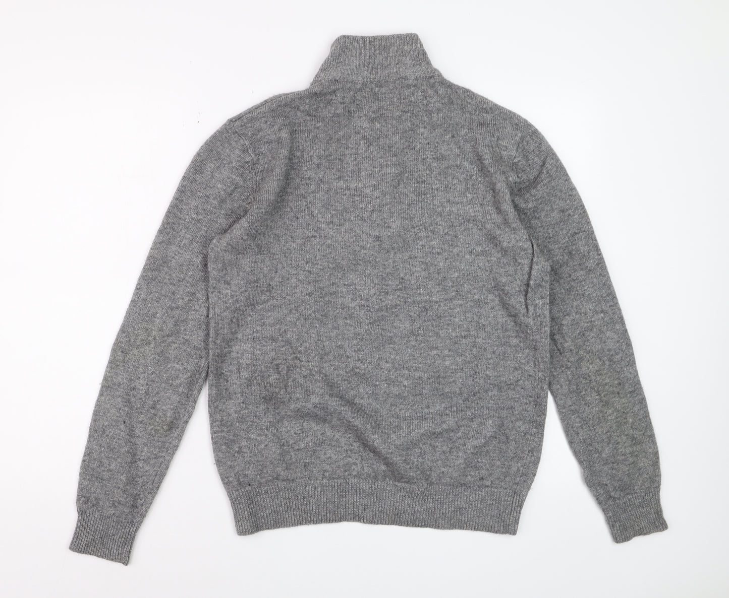Paul Costelloe Mens Grey Wool Cashmere 1/2 Zip Jumper Size S