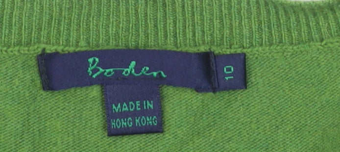 Boden Women Green V-Neck Long Sleeve Pullover Jumper Size 10