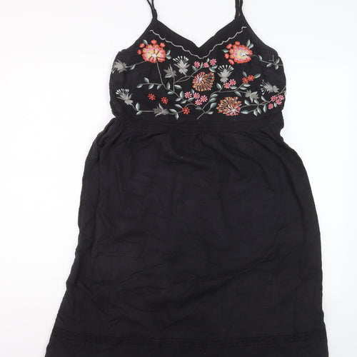 Joe Browns Women Black Embroidered A-Line Sleeveless Dress Size 12