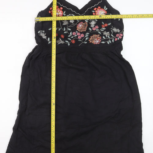 Joe Browns Women Black Embroidered A-Line Sleeveless Dress Size 12