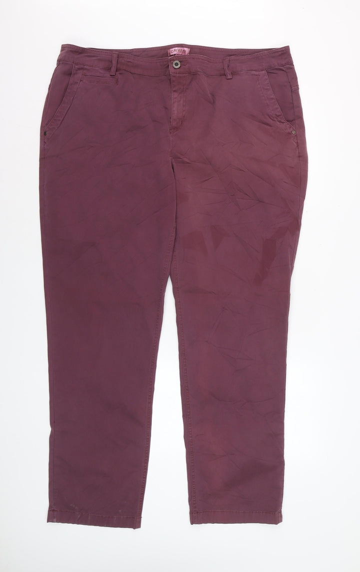 Orvis Womens Plum Cotton Blend Chino Trousers Size 20