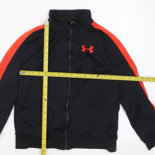 Under Armour Boys Black & Red Track Jacket Full Zip Polyester M