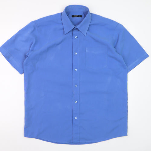 Cotton Traders Mens Blue Short Sleeve Button-Up Casual Shirt Size M