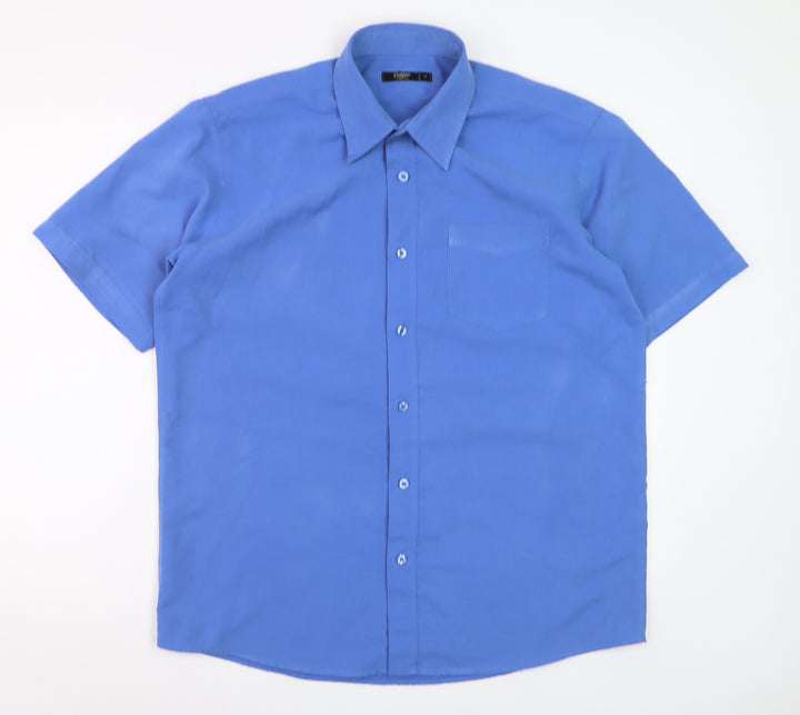 Cotton Traders Mens Blue Short Sleeve Button-Up Casual Shirt Size M