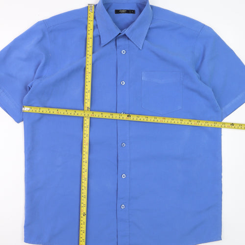 Cotton Traders Mens Blue Short Sleeve Button-Up Casual Shirt Size M