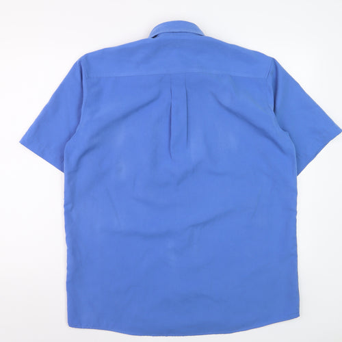Cotton Traders Mens Blue Short Sleeve Button-Up Casual Shirt Size M