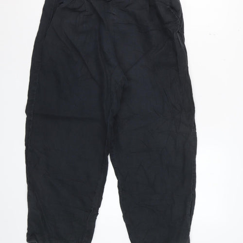 Monsoon Women’s Black Linen Cropped Trousers Size 10