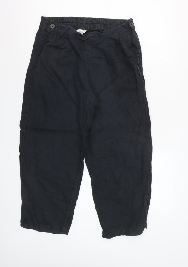 Monsoon Women’s Black Linen Cropped Trousers Size 10
