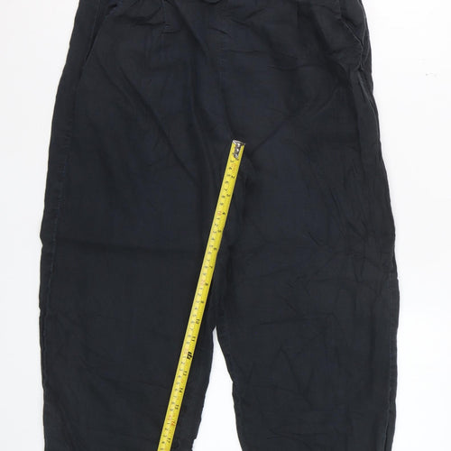 Monsoon Women’s Black Linen Cropped Trousers Size 10