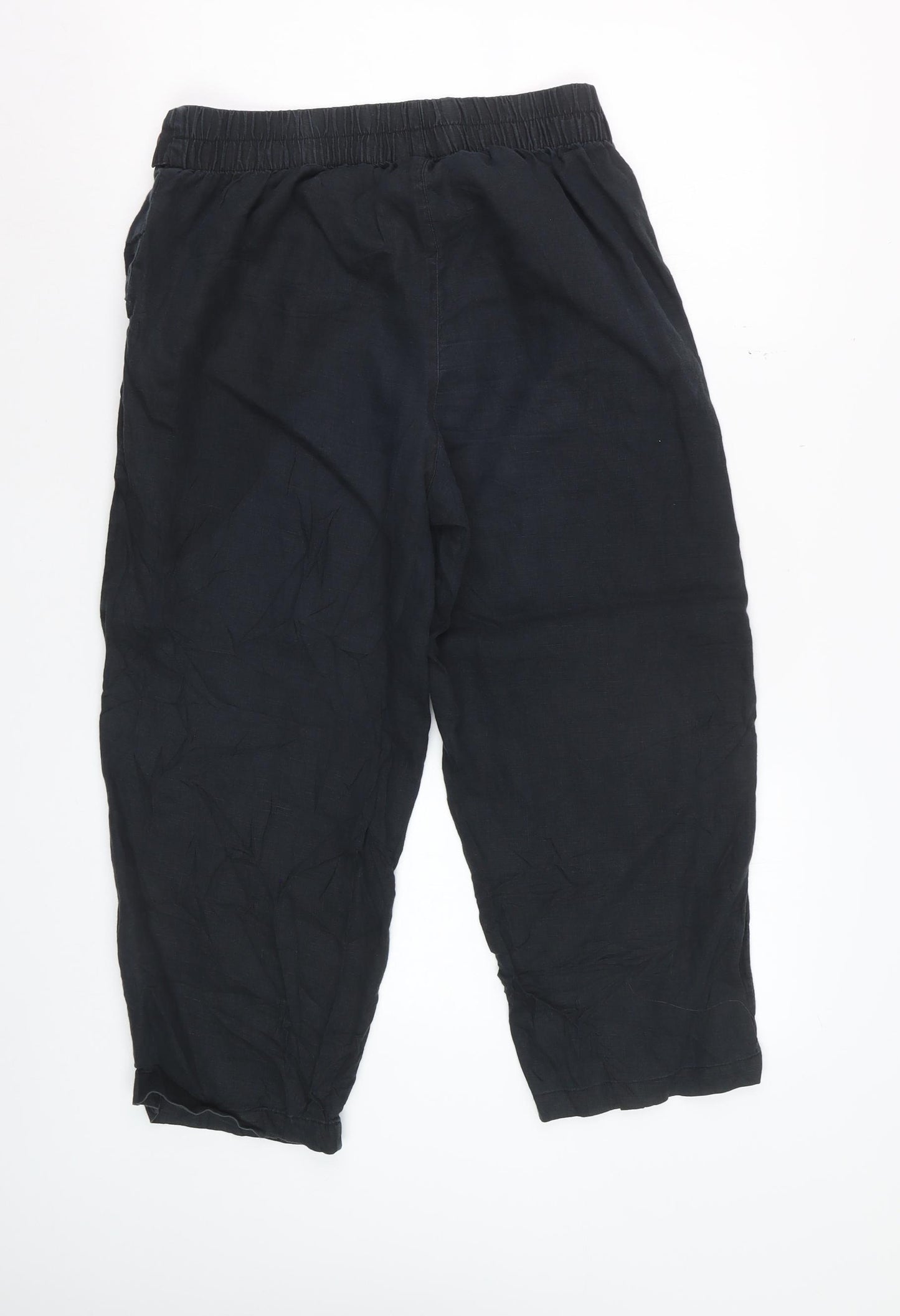 Monsoon Women’s Black Linen Cropped Trousers Size 10