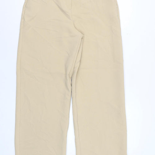 Zara Women Beige High Rise Straight Trousers Size S 26 in