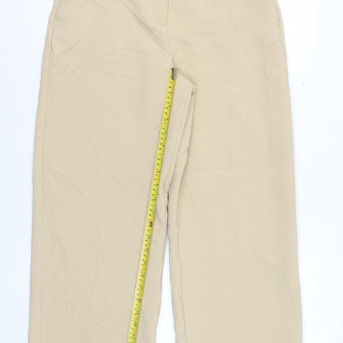 Zara Women Beige High Rise Straight Trousers Size S 26 in
