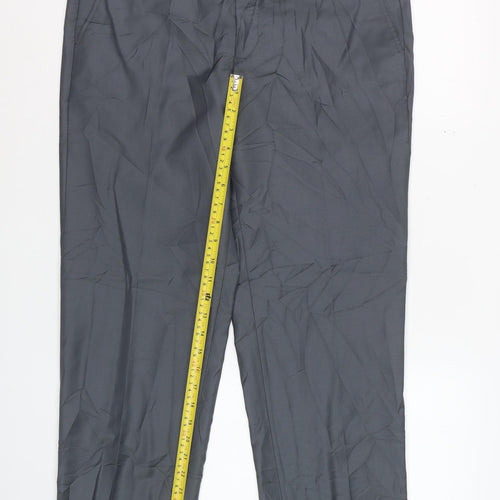 Zecca Men's Grey 38 Dress Trousers Wool Blend Formal Straight Leg