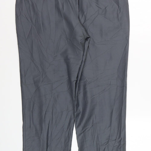 Zecca Men's Grey 38 Dress Trousers Wool Blend Formal Straight Leg