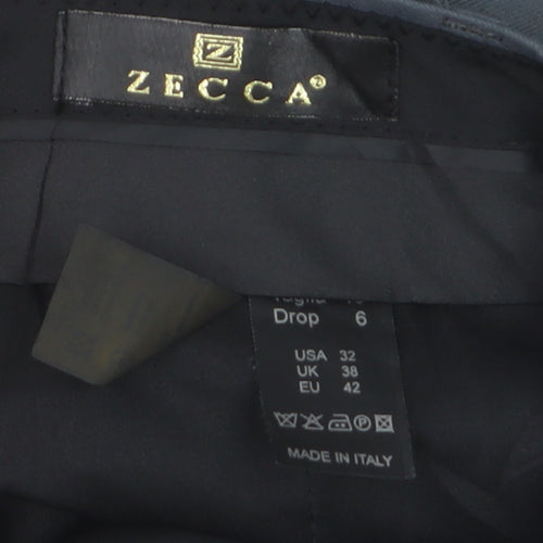 Zecca Men's Grey 38 Dress Trousers Wool Blend Formal Straight Leg