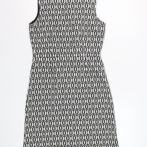 Next Women Black Geometric Shift Knee Length Dress Size 8