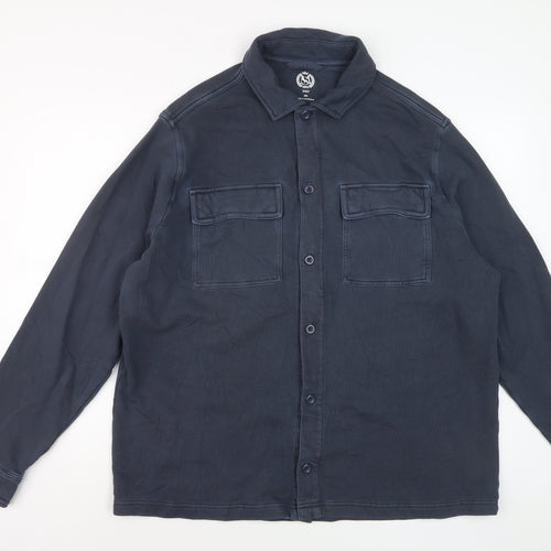Marks and Spencer Men's Blue 2XL Long Sleeve Button-Up Casual Shirt