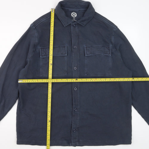 Marks and Spencer Men's Blue 2XL Long Sleeve Button-Up Casual Shirt
