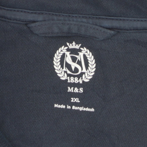 Marks and Spencer Men's Blue 2XL Long Sleeve Button-Up Casual Shirt