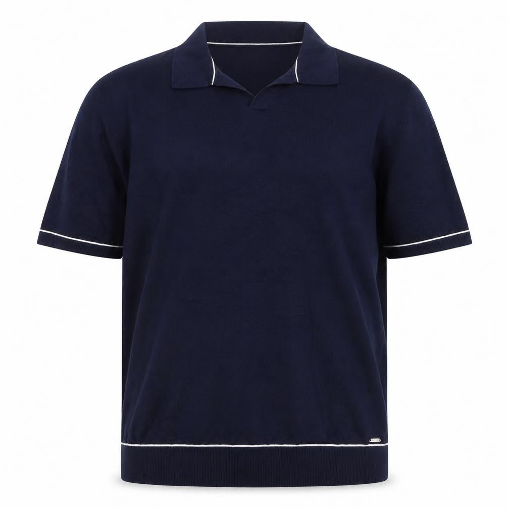 Marks and Spencer Men’s Blue Silk Cotton Collared 2XL Short Sleeve Jumper