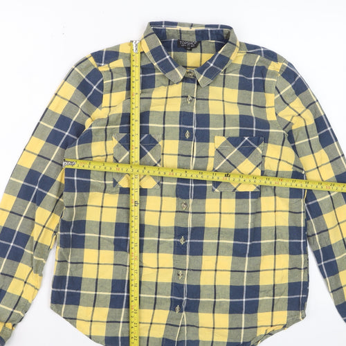 Topshop Womens Yellow Check Flannel Button-Up Shirt UK 10