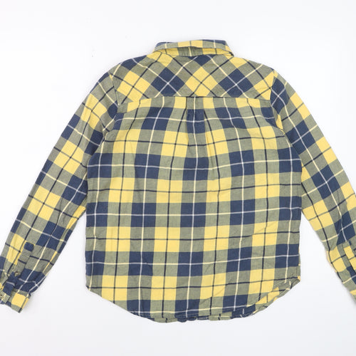 Topshop Womens Yellow Check Flannel Button-Up Shirt UK 10
