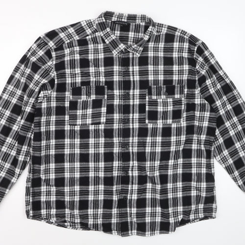 Peacocks Men's Black Check Flannel 2XL Long Sleeve Button-Up Shirt