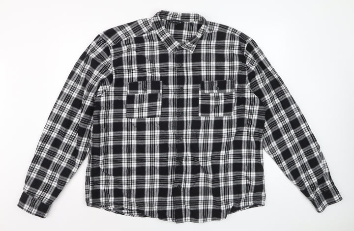 Peacocks Men's Black Check Flannel 2XL Long Sleeve Button-Up Shirt