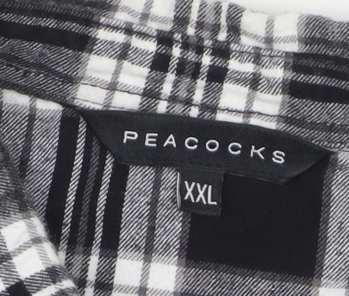 Peacocks Men's Black Check Flannel 2XL Long Sleeve Button-Up Shirt
