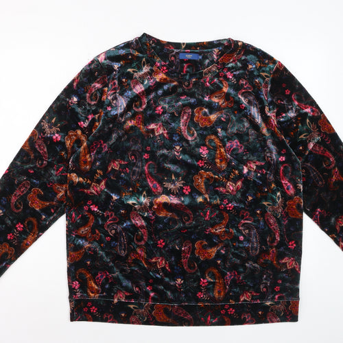 Cotton Traders Women’s Multicoloured Paisley Velvet Pullover Sweatshirt UK 16