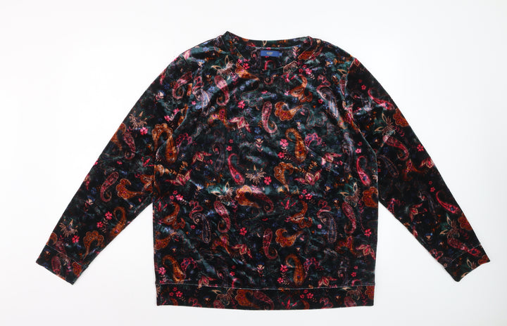 Cotton Traders Women’s Multicoloured Paisley Velvet Pullover Sweatshirt UK 16